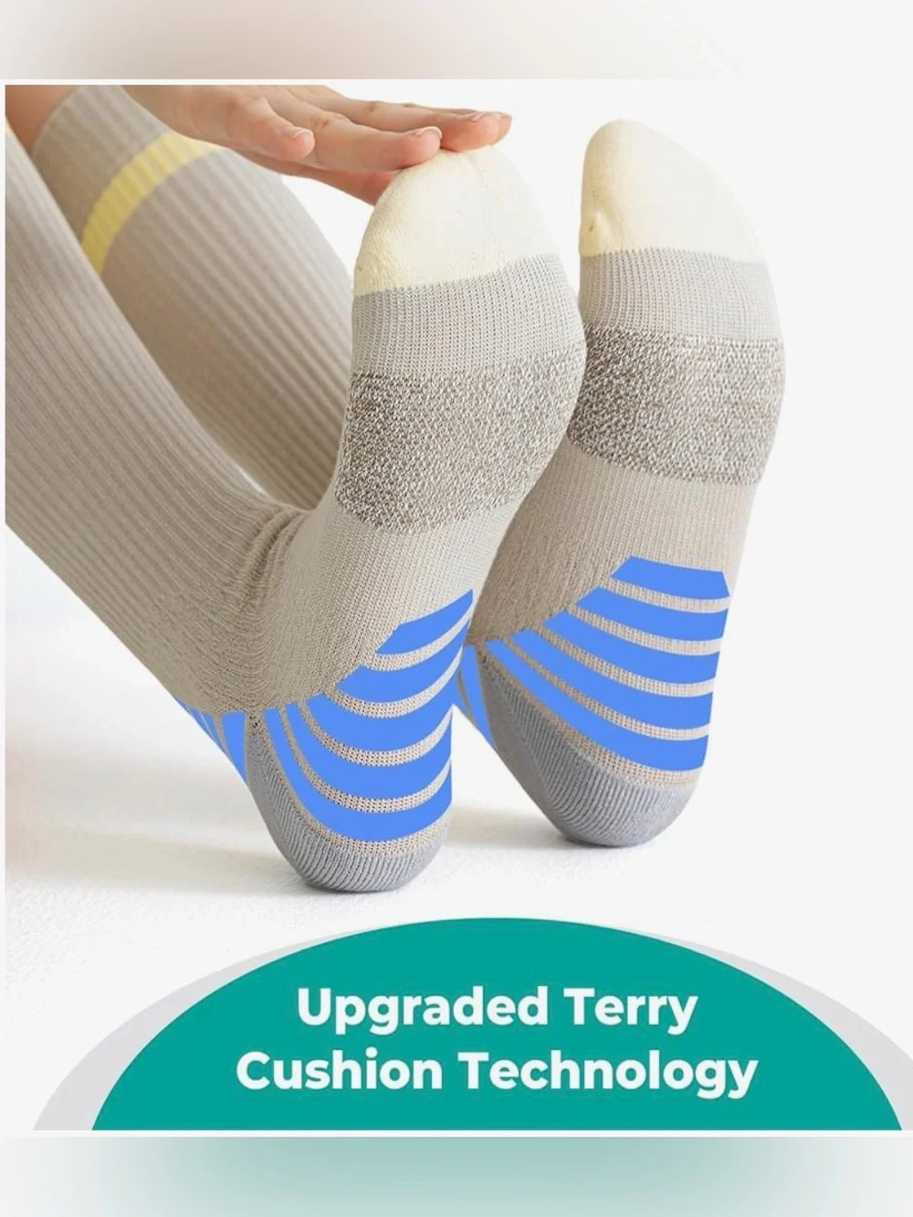 TINYLEMON Wide Calf Compression Socks for Women & Men 15-20 mmHg Cushioned L/XL